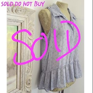 Mossimo Bunny Print Semi-Sheer Sleeveless Blouse Ruffle Hem XXL NWT Cute Cottage